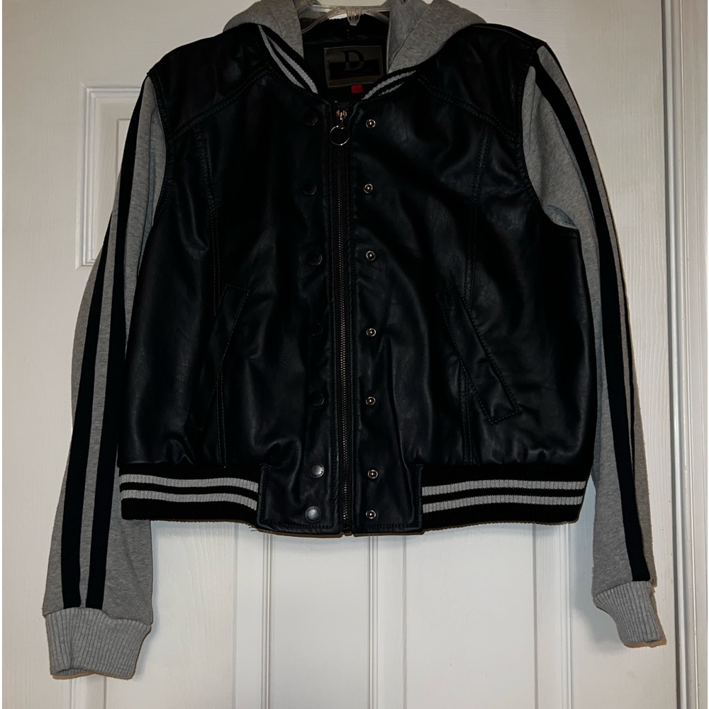NWOT Dollhouse Navy Blue & Gray Varsity Jacket W/Hood